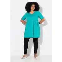 Ulla Popken Longshirt Longshirt Empirenaht A-Linie V-Ausschnitt Halbarm
