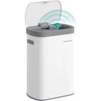 SONGMICS Mülleimer Sensor-Mülleimer, Küche 50 L, mit Sensor, Stahl, Kohlefilter, Softclose-Deckel