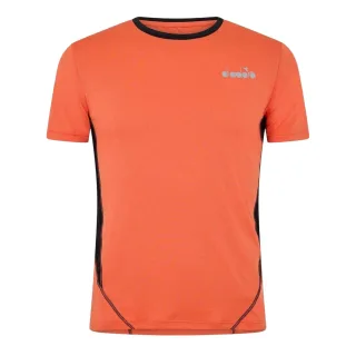 Diadora - T-Shirt für Herren, Rundhalsausschnitt, Laufen (Orange/Schwarz)