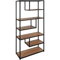 casa NOVA Regal RAMON, 6 Fächer, Eiche Dekor, Schwarz, Metall, B 80 x H 180 x T 34 cm
