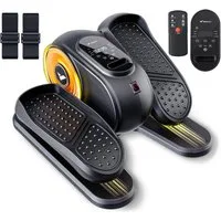 MERACH Ellipsentrainer Mini Ellipsentrainer für Zuhause, Untertisch Beintrainer, Crosstrainer (Pedaltrainer mit Fernbedienung, LED-Display, Fußmassagen, mit 12 Geschwindigkeiten, Leise & Tragbar, Beinschlaufen), Förderung der Blutzirkulation, für Sen