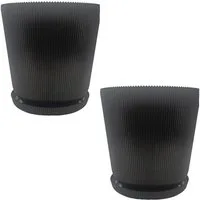 relaxdays Blumentopf mit Untersetzer 2er Set (4 St), schwarz