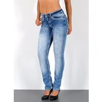 ESRA Straight-Jeans High Waist Straight Fit Jeans Damen Stretch Hose mit dicker Naht G11 High Waist Damen Jeanshose Straight Leg mit dicker Naht bis Übergröße