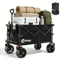 Sekey Bollerwagen Faltbar Handwagen Faltbollerwagen mit extra breiten All-Terrain-Rädern, XXL Plus Bollerwagen 200L 200KG Belastbar, 4-Wege-Sofortaufbau