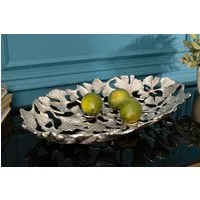 riess-ambiente Dekoschale GINKGO LEAFS 50cm silber (Einzelartikel, 1 St), Wohnzimmer · Schale · Handarbeit · Boho