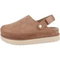 Ital-Design Komfortable Freizeit-Schuhe im modernen Design Plateausandaletten (85867669) Flach Pantoletten in Hellbraun