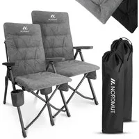 Nordmut Campingstuhl verstellbare Rückenlehne 4-fach, gepolstert, kompakt, Sitzen & Liegen (Spar-Set, 2 St), hohe Lehne, klappbar, 140kg belastbar, ergonomische Sitzform, Armlehne