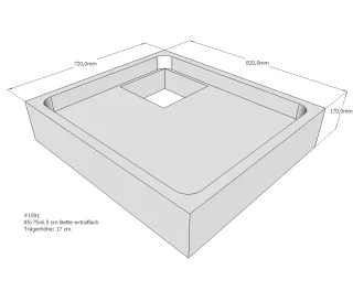 Neuesbad Wannenträger für Bette extraflach 75x85x6,5 SD22090
