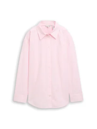 Tom Tailor - Loose Fit Popeline Hemdbluse light pastel pink stripe - Gr. - 46