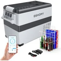 EUHOMY Elektrische Kühlbox Auto-Kompressor-Kühlbox 49.4L,mit App-Steuerung,12 V/240 V Kühlschrank, 49 l, -20 °C bis 20 °C, Tragbarer Kühlschrank für Camping, Reisen und LKW