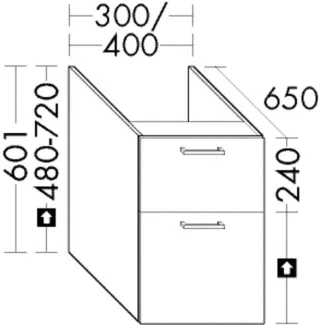 Burgbad Unterschrank Sys30 PG4 Sana 601x400x650 Eiche Hellgrau, WYHW040F6332 WYHW040F6332