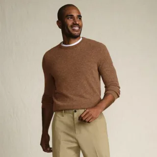 Kaschmirpullover mit rundem Ausschnitt für Herren in Tall-Größe, Herren, size: tall, Braun, Kaschmir, by Lands' End