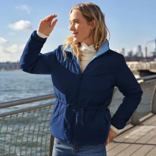 Daunen-Wendejacke WANDERWEIGHT Verstaubar Ultraleicht, Damen,  Blau, Nylon, by Lands' End