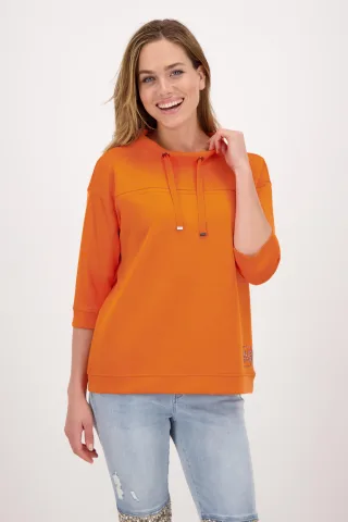 monari - Glitzerschrift Sweatshirt mit Kragen clementine - Gr. - 42