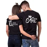 Couples Shop Print-Shirt Her King & His Queen Shirts für Paare mit modischem Print