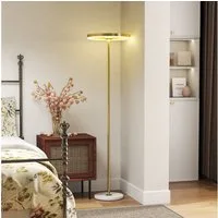 HOMCOM Stehlampe LED Dimmbar Stehleuchte mit 3 Lichtfarben, Fußschalter, LED, Wohnzimmer, Schlafzimmer, Gold