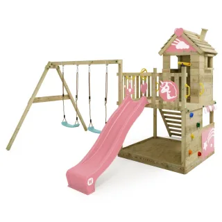 Kletterturm Smart Sparkle mit Rutsche und Sandkasten - 120 cm Podesthöhe - Spielhaus für den Garten aus stabilem Massivholz - Abenteuer pur - Wickey