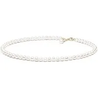 Gaura Pearls Perlenkette weiß, rund, 8 mm, 45-48 cm, 585 Gelbgold plattiert