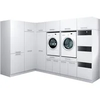 Laundreezy Mehrzweckschrank-Set Laundreezy, 11-tlg. Mehrzweckschrank-Set B/H/T 285/200/68 cm, (11-St), Breite 285 cm, Soft-Close-Funktion, höhenverstellbare Füße