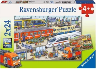 Ravensburger Puzzle 09191 - Trubel am Bahnhof [2x24 Teile]