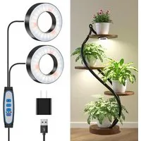 Futicare Pflanzenlampe LED Vollspektrum 144 LEDs, 89mm Pflanzenlicht für Zimmerpflanzen, 5V/3A Unterbauleuchte mit Auto-Timer 6/12/16 Std., 3 Lichtmodi & 5 Helligkeitsstufen