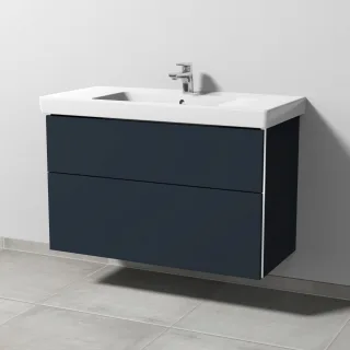 Sanipa 3way Waschtischunterbau zu Villeroy & Boch Subway 2.0 Waschtisch mit 2 Auszügen, Marine-Matt BP6151R