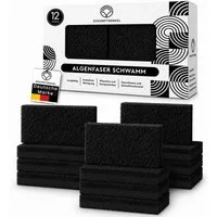 ZUKUNFTSENKEL Geschirrschwamm Nachhaltige Schwarze Spülschwämme 12er Pack, Biologisch Abbaubare Küchenschwämme aus Algenfaser