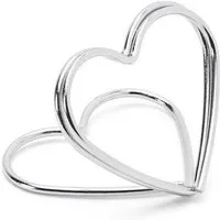 partydeco Tischkartenhalter, Metall, Tischkartenhalter Herz 2,5cm Metall silber, 10 Stück