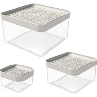 meberg Frischhaltedose 3er Set Schüsseln eckig Deckel Schüsselset stapelbar, Kunststoff, (Kunststoffschüsseln Gefrierboxen, 6-tlg., Aufbewahrungsboxen, Küchenbehälter), für Mikrowelle und Gefrierschrank