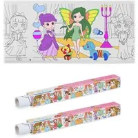 relaxdays Malvorlage Ausmaltischdecken für Kinder 2er Set 3 m (2er Set), Prinzessin