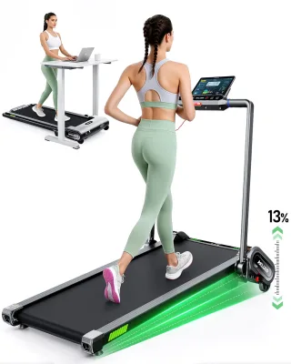 [EU Direct] Akluer H1-B 2-in-1 Folding Treadmill with 4%-13% Auto Incline, 12 km/h Under Desk Walking Pad, 2.5HP Quiet M