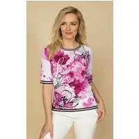 Passioni Kurzarmpullover mit floralem Print
