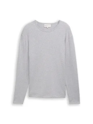 Denim Tom Tailor - Strickpullover aus Baumwolle light stone grey melange - Gr. - S