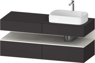 Duravit Qatego Konsolenwaschtischunterbau wandhängend Graphit Supermatt 1400x550x600 mm - QA47660848 QA4766084800010