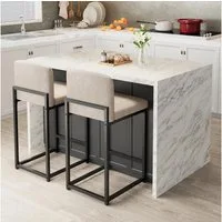 GarveeMore Barhocker 2er-Set,gepolsterte Barhocker in Tresenhöhe (63 cm),Modernes Barhocker, Tresenhocker aus Kunstleder mit Rückenlehne für Kücheninseln