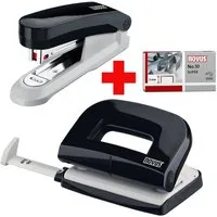 NOVUS Lochstanzer Evolution Twin Set fresh, Locher-Tacker-Büroset inkl. Heftklammern
