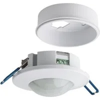 SEBSON Bewegungsmelder Infrarot Sensor Unterputz Aufputz Decke - Reichweite 8m / 360° Winkel, (1-St), Aufputz Adapter, LED geeignet, programmierbar, 3 Draht, Ø79x40mm
