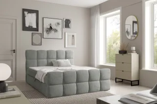 Boxspringbett Schlafzimmerbett SATINE PREMIUM 180x220cm Stoff Coral Grau