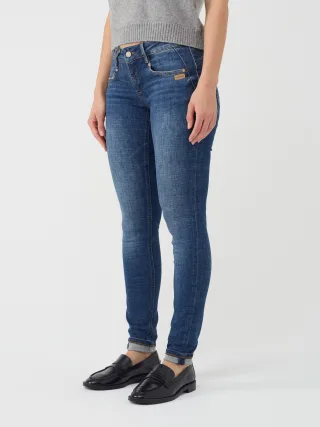 GANG Damen Jeans 94NELE - skinny fit Jeans basic cross hatch