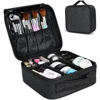 CALIYO Kosmetiktasche Portable Reise Make Up Tasche, Professionelle MakeUp Organizer Tasche, Schmink Aufbewahrung Kosmetische Wasserdicht mit Einstellbaren Teiler