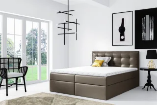 Boxspringbett Schlafzimmerbett OVIEDO 200x200cm Kunstleder Braun