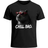 MoonWorks Print-Shirt Herren T-Shirt Chill Bro Tiermotive Lustig Schimpanse Capybara mit Print