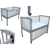 Micoland Beistellbett Kinderbett / Beistellbett / Babybett 2in1 120x60cm mit Matratze grau