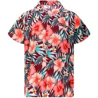 King Kameha Hawaiihemd Tropical Hibiscus Funky Hawaii-Hemd Kurzarm Front-Tasche Unisex