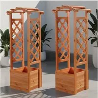 Melko Rankhilfe 2er Set Rosenbogen Pflanzkasten Rankhilfe Holz Braun Spalier Pergola Set, 2 St., 2 Pflanzkasten mit Rankhilfe, Blumenbogen für die verschiedensten Blumen- und Pflanzenarten