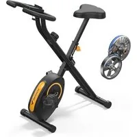 MERACH Heimtrainer Fahrrad klappbar, mit leiser 16-stufiger Magnetbremse (Indoor Cycling Bike mit LCD-Display & praktischer Tablethalterung, platzsparend faltbar, ideale Fitnessgeräte für Zuhause), stabiles Design, leise und bis 136KG