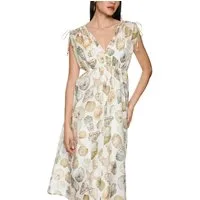 Marc Cain Midikleid Blazing Sun Premium Damenmode aus Baumwolle und Seide, maritimem Muscheldruck