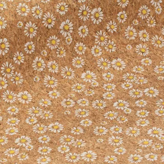 Korkstoff "Gänseblümchen" mit Glitzer, natur/weiß/gelb