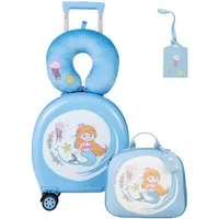 COSTWAY Kinderkoffer, 4 Rollen, 4 TLG. 14”+10” 35L Kindertrolley, Handgepäck