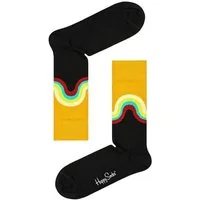 Happy Socks Socken Tagessocke Crew Jumbo Wave Sock schwarz/gelb - 1 Paar